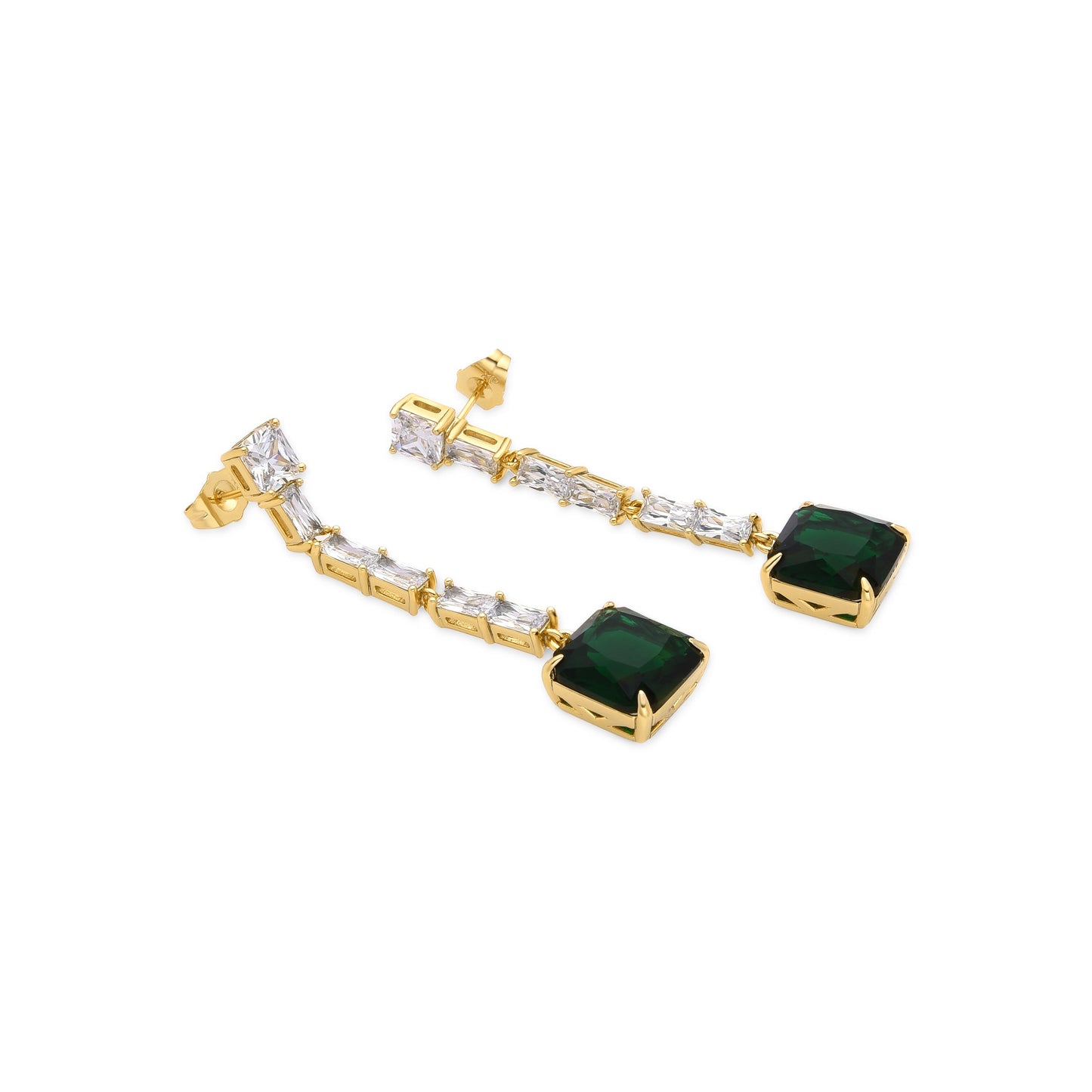 Pendientes con Circonita Esmeralda acabado oro 18k - Waraim