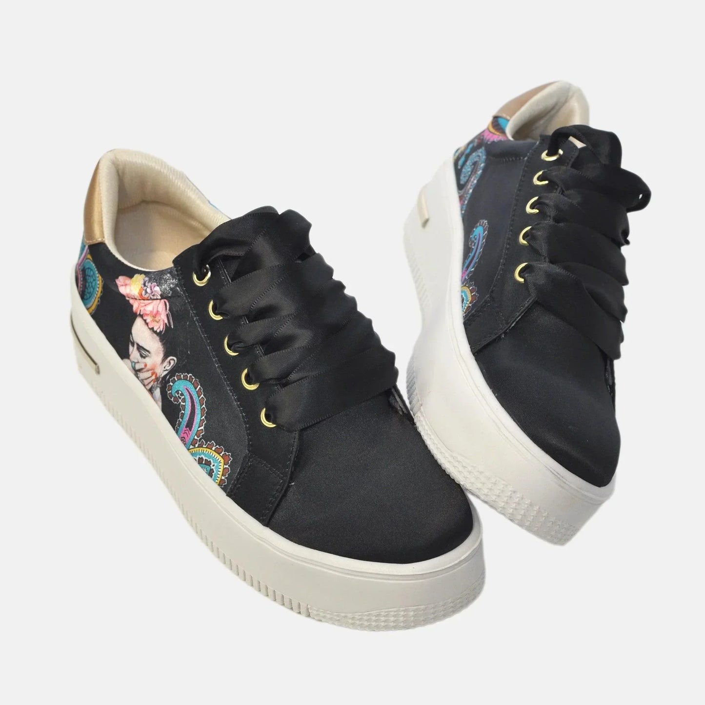 Zapatillas Urbanas de Mujer Frida Kahlo Multicolor - Cuero Vegano | CHULA Tulum