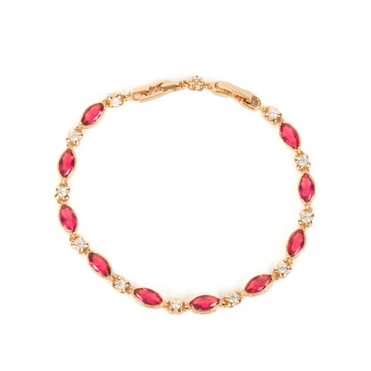 Pulsera con Circonita Rubí acabado oro 18k - Julie