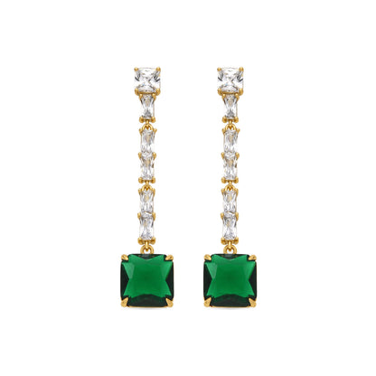 Pendientes con Circonita Esmeralda acabado oro 18k - Waraim