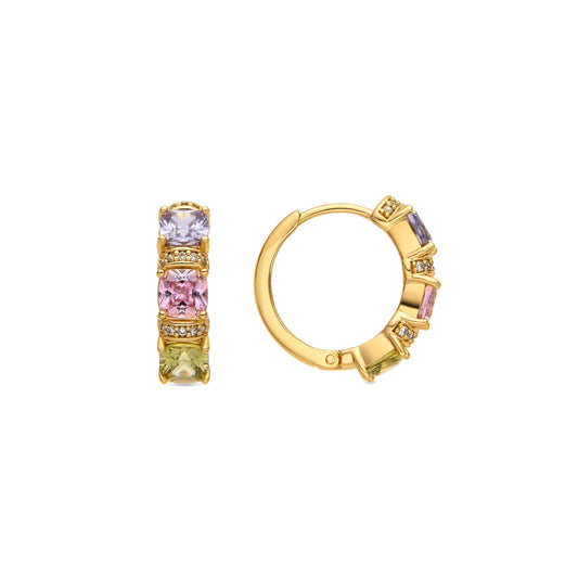 Pendientes con Circonita Multicolor acabado oro 18k - Valzu
