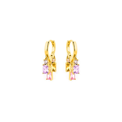 Pendientes con Circonita Multicolor acabado oro 18k - Lanik