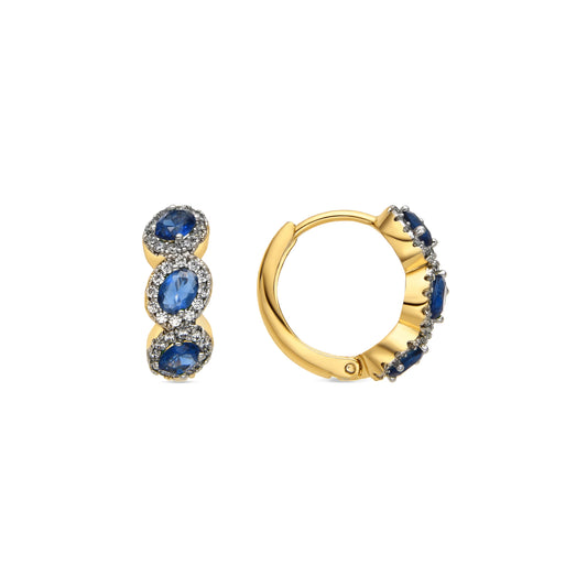 Pendientes con Circonita Zafiro acabado oro 18k - Cinel