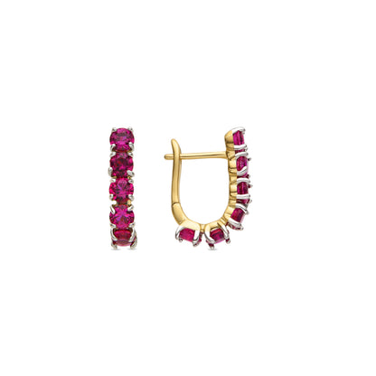Pendientes con Circonita Rubí acabado oro 18k - Kine