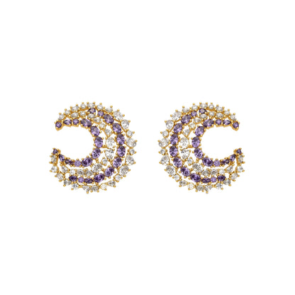 Pendientes con Circonita Multicolor acabado oro 18k - Abdos