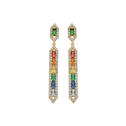 Pendientes con Circonita Multicolor acabado oro 18k - Brima