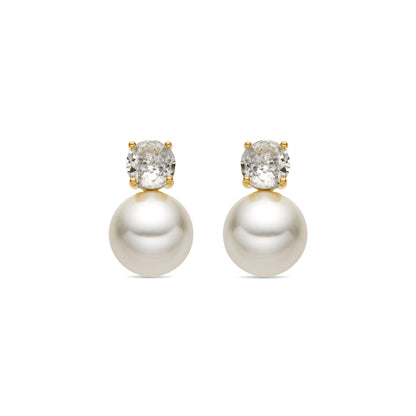 Pendientes con Perla Blanca acabado oro 18k - Pacezu