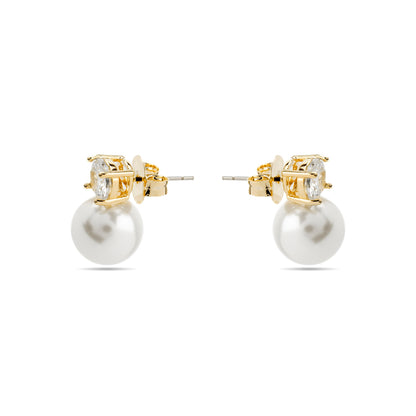 Pendientes con Perla Blanca acabado oro 18k - Pacezu