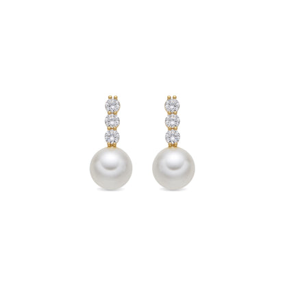 Pendientes acabado oro amarillo de 18k y Perla Blanca - Anu
