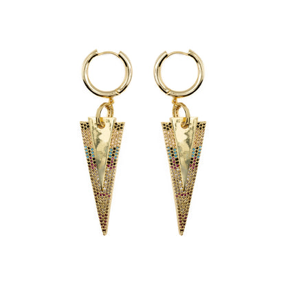 Pendientes con Circonita Multicolor acabado oro 18k - Colix