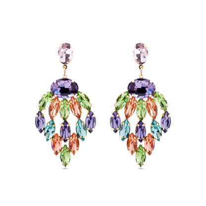 Pendientes con Cristal Multicolor acabado oro 18k - Imkas