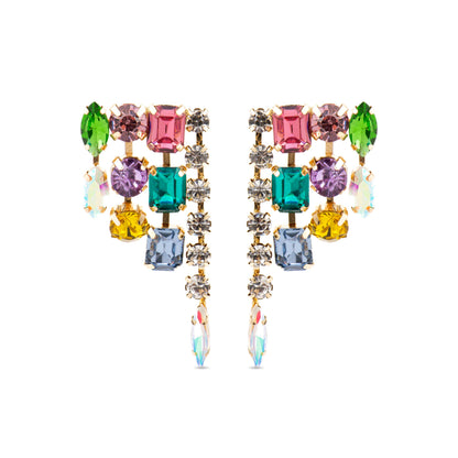 Pendientes con Cristal Multicolor acabado oro 18k - Shamwa