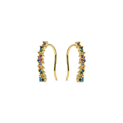 Pendientes acabado oro amarillo de 18k y Circonita Multicolor - Yionli