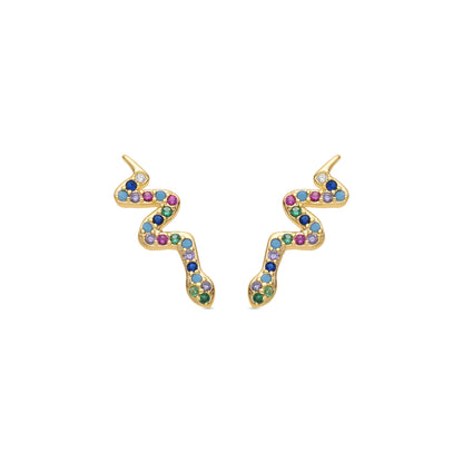 Pendientes acabado oro amarillo de 18k y Circonita Multicolor - Orksad