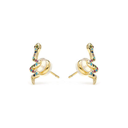 Pendientes acabado oro amarillo de 18k y Circonita Multicolor - Orksad