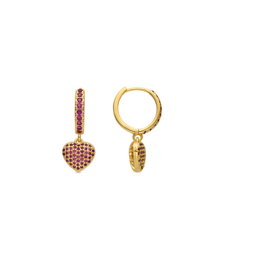 Pendientes con Circonita Rubí acabado oro 18k - Korisen
