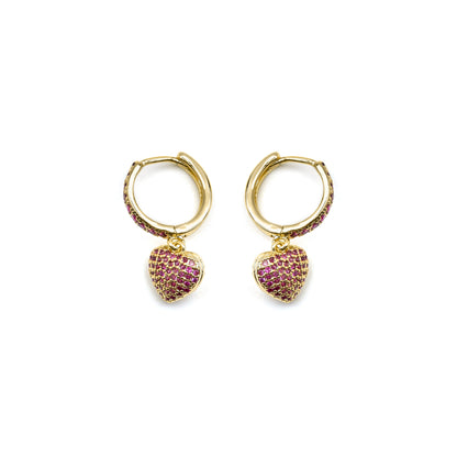 Pendientes con Circonita Rubí acabado oro 18k - Korisen
