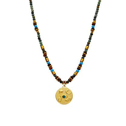 Collar con Multicolor Piedra Natural acabado oro 18k - Salki