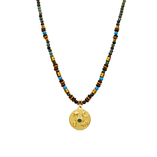 Collar con Multicolor Piedra Natural acabado oro 18k - Salki