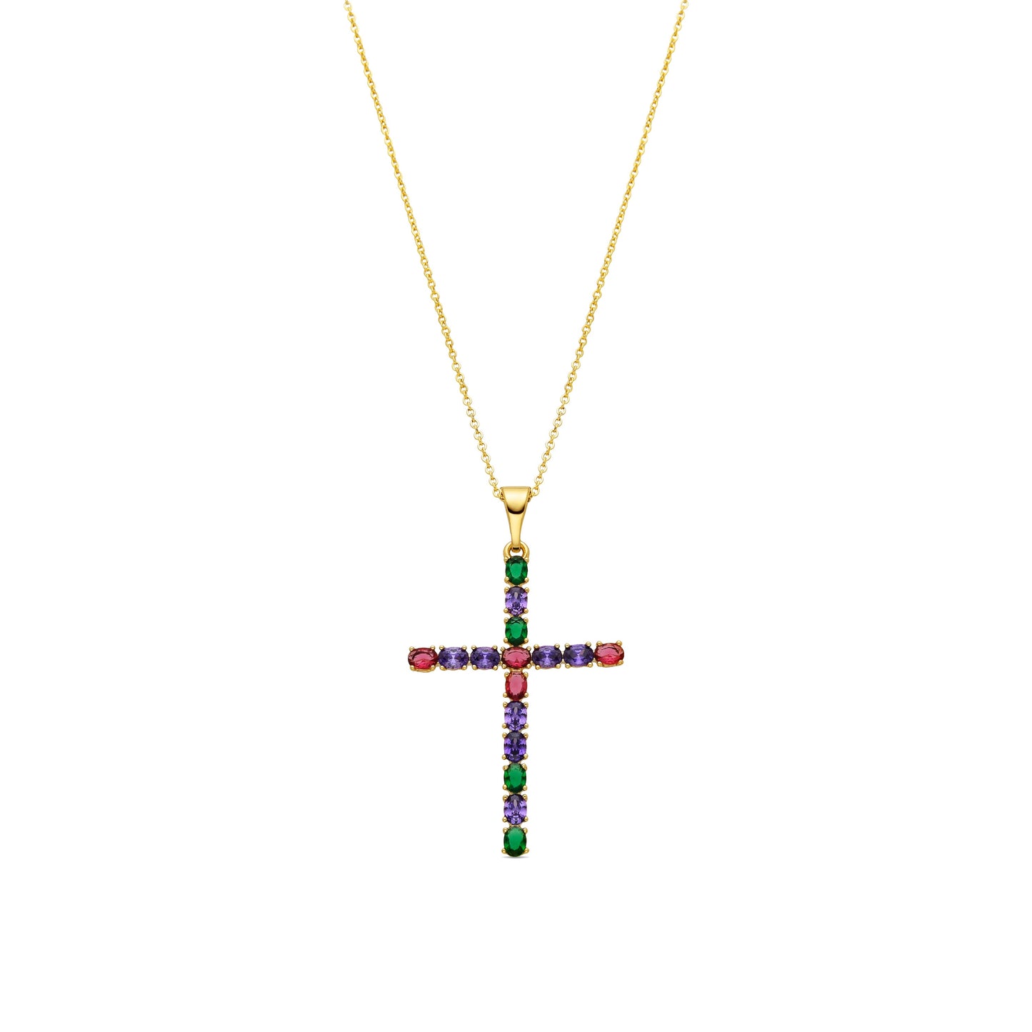 Collar con Circonita Multicolor acabado oro 18k - Serox