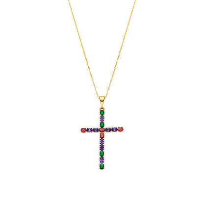 Collar con Circonita Multicolor acabado oro 18k - Serox