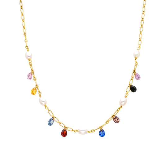 Collar con Perla Blanca acabado oro 18k - Lalxy