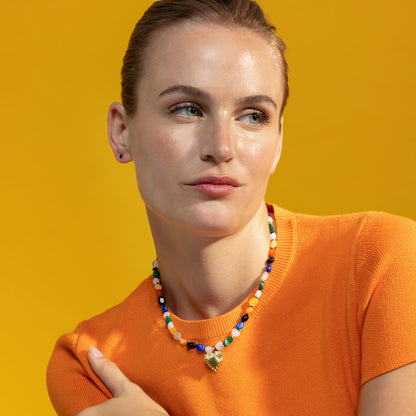 Collar con Multicolor Piedra Natural acabado oro 18k - Ilisen