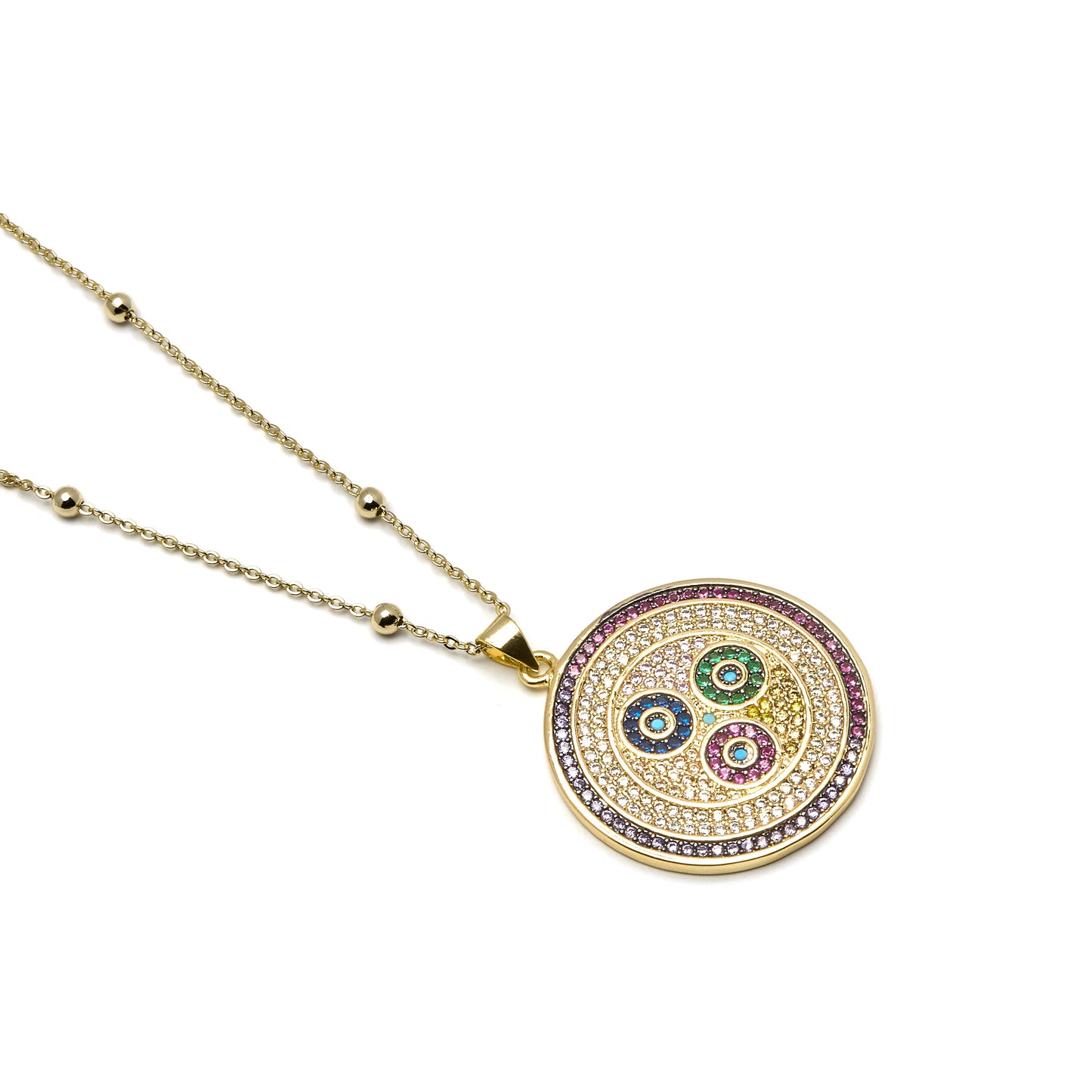 Collar con Circonita Multicolor acabado oro 18k - Purma