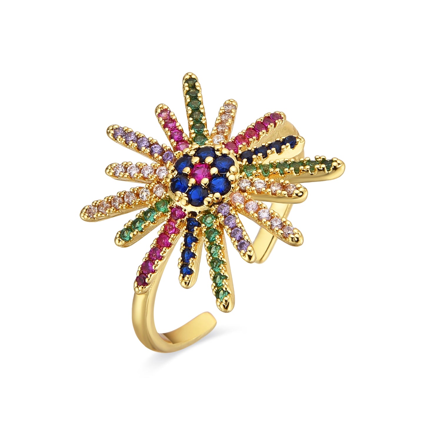 Anillo con Circonita Multicolor acabado oro 18k - Daob