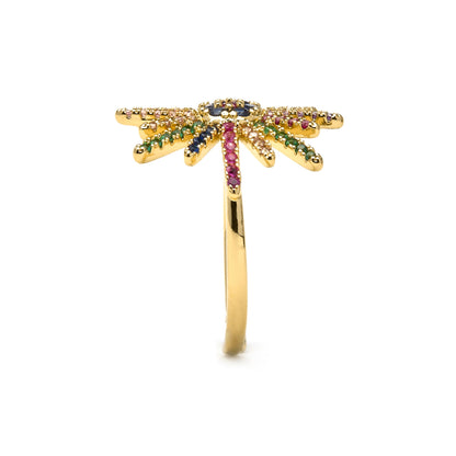 Anillo con Circonita Multicolor acabado oro 18k - Daob