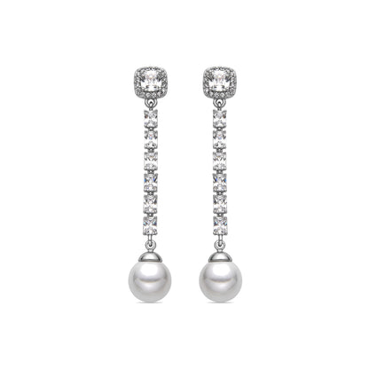 Pendientes con Perla Blanca acabado plata - Otha