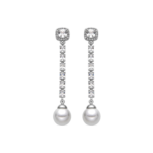 Pendientes con Perla Blanca acabado plata - Otha