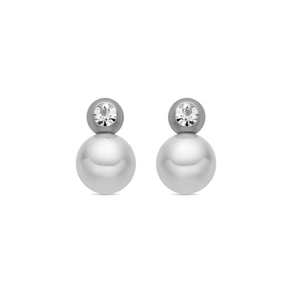 Pendientes con Perla Blanca acabado plata - Asny
