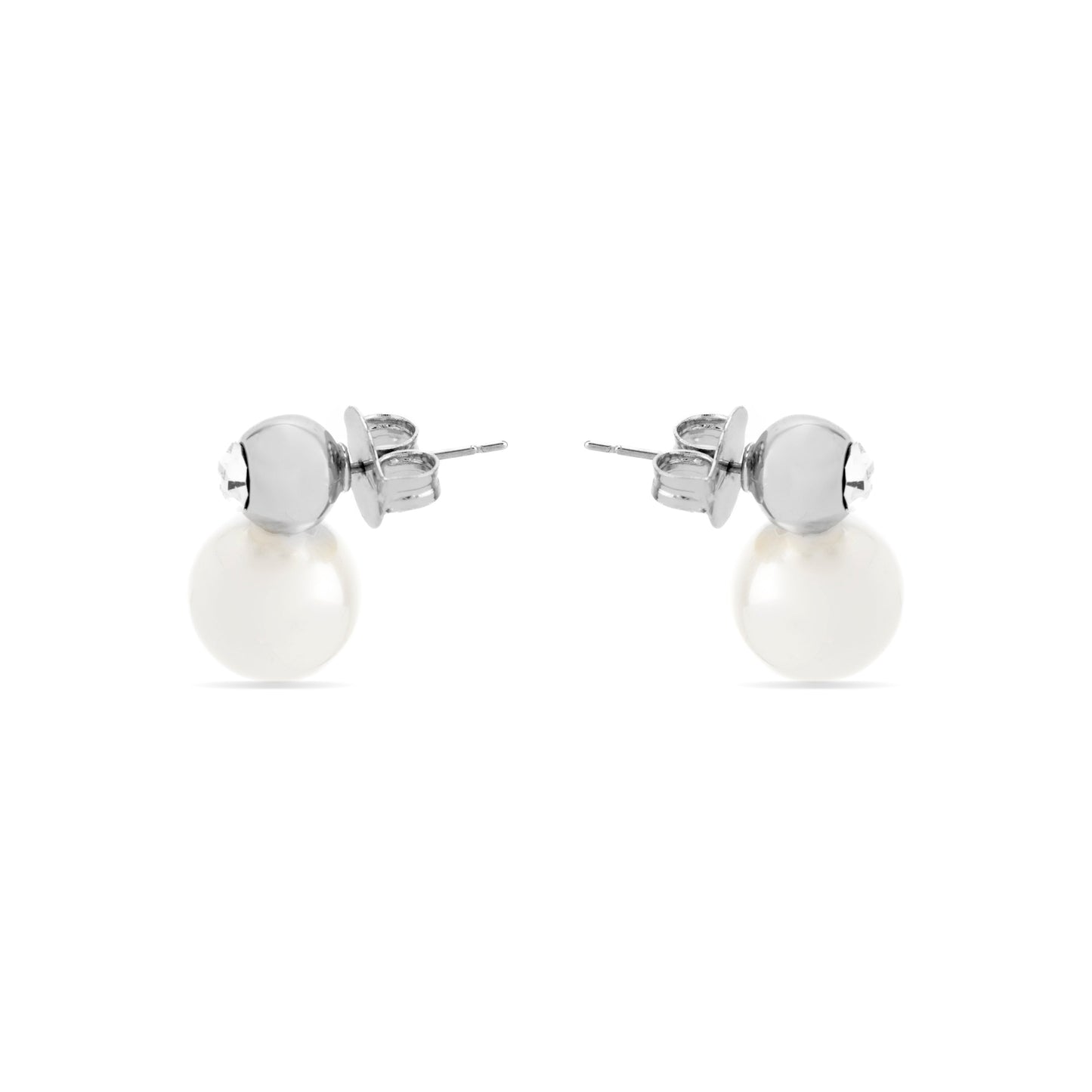 Pendientes con Perla Blanca acabado plata - Asny