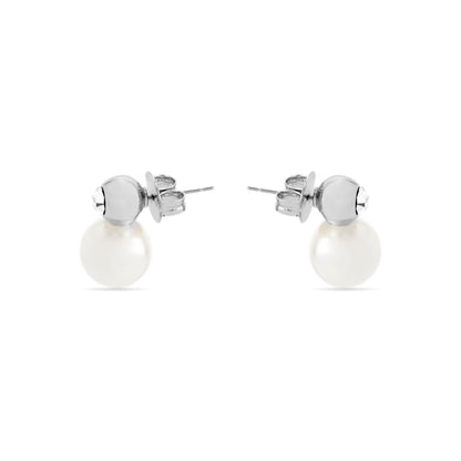Pendientes con Perla Blanca acabado plata - Asny