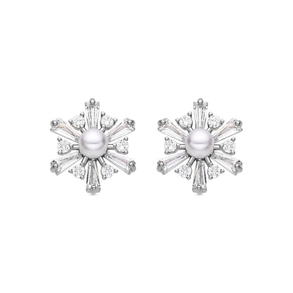 Pendientes con Perla Blanca acabado plata - Leth