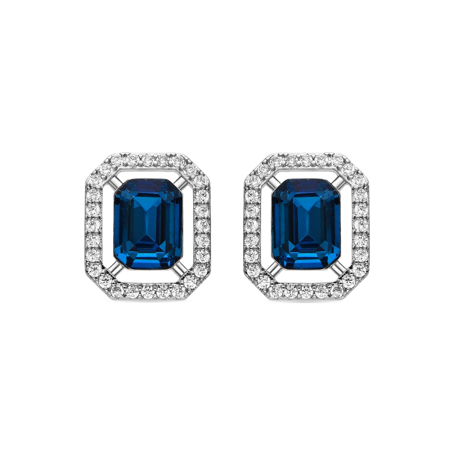 Pendientes con Circonita Topacio Azul acabado plata - Surin