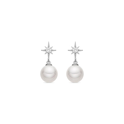 Pendientes con Perla Blanca acabado plata - Miara