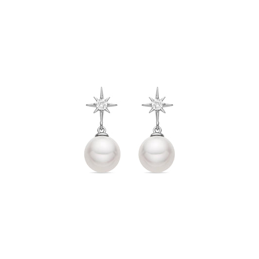 Pendientes con Perla Blanca acabado plata - Miara