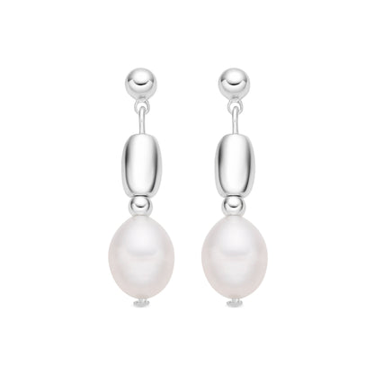 Pendientes con Perla Blanca acabado plata - Amlas