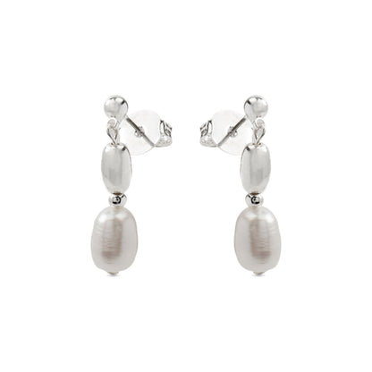 Pendientes con Perla Blanca acabado plata - Amlas
