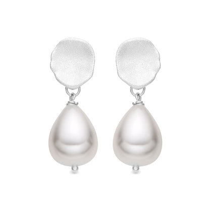 Pendientes con Perla Blanca acabado plata - Aoya