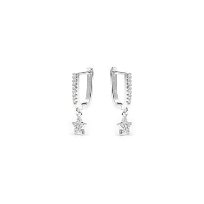 Pendientes acabado plata y Circonita Brillante - Sasai
