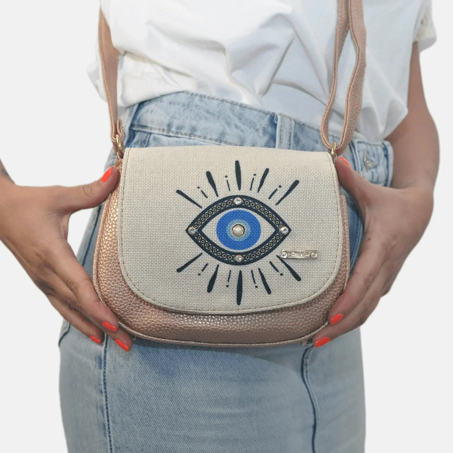 Bolso bandolera pequeño de mujer Iris Ojo Turco azul | CHULA Tulum
