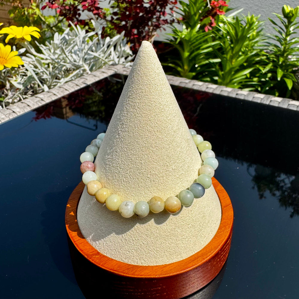 Pulsera elástica de Amazonita Mate (bolas 6mm) de Brasil - Comunicación y Calma | Magicka Shop SKU PULS-AMAZM-B6